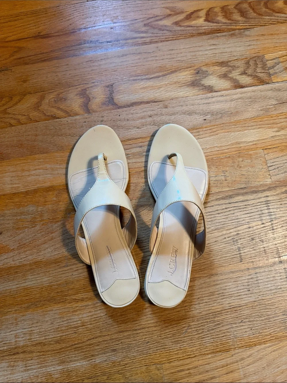 J. Crew Cream Leather Thong Sandals